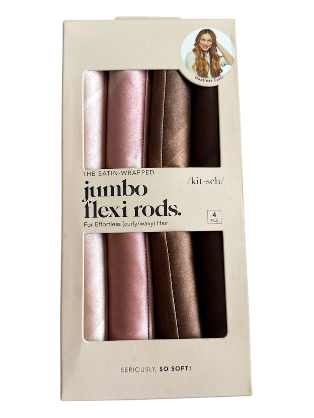 Kitsch Satin-Wrapped Jumbo Flexi Rods - Blush Pink & Taupe